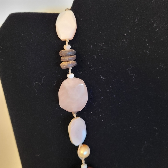 Silpada Rose Quartz Gemstone Chunky Necklace Silver Clasp 19" - Picture 6 of 10